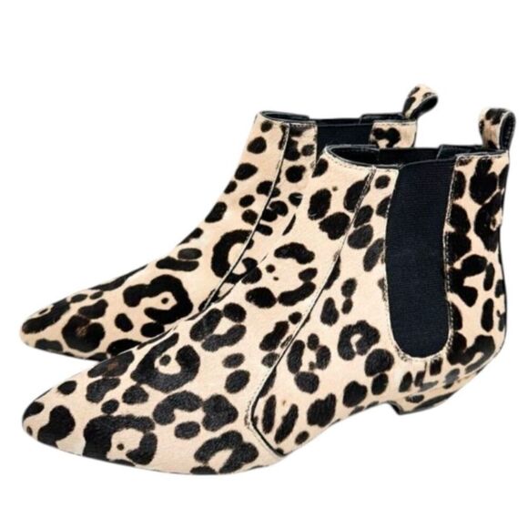 Linea Paolo Shoes 6.5 Anthro Leopard Printed Calf Hair Point Toe Ankle Booties - Picture 1 of 11